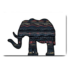 Ornate Mandala Elephant  Large Doormat  by Valentinaart