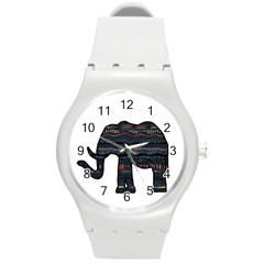 Ornate Mandala Elephant  Round Plastic Sport Watch (m) by Valentinaart