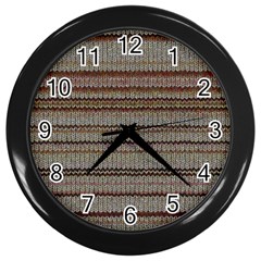 Stripy Knitted Wool Fabric Texture Wall Clocks (black) by BangZart