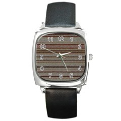 Stripy Knitted Wool Fabric Texture Square Metal Watch by BangZart