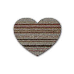 Stripy Knitted Wool Fabric Texture Rubber Coaster (heart)  by BangZart