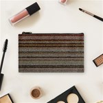 Stripy Knitted Wool Fabric Texture Cosmetic Bag (Small)  Front