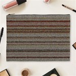 Stripy Knitted Wool Fabric Texture Cosmetic Bag (XL) Front