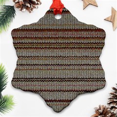 Stripy Knitted Wool Fabric Texture Snowflake Ornament (two Sides) by BangZart