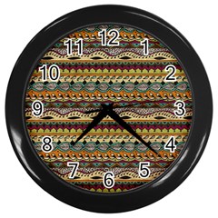 Aztec Pattern Wall Clocks (black) by BangZart