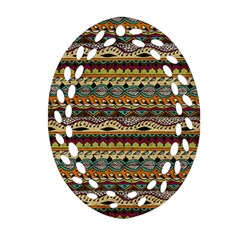 Aztec Pattern Oval Filigree Ornament (two Sides) by BangZart