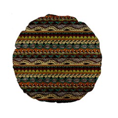 Aztec Pattern Standard 15  Premium Round Cushions by BangZart