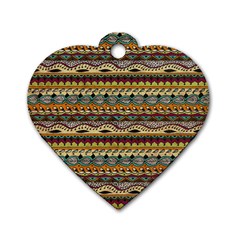 Aztec Pattern Dog Tag Heart (two Sides) by BangZart