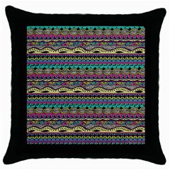 Aztec Pattern Cool Colors Throw Pillow Case (black) by BangZart