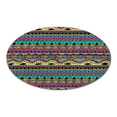 Aztec Pattern Cool Colors Oval Magnet by BangZart