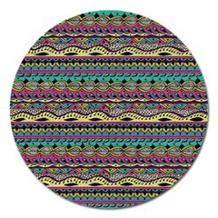 Aztec Pattern Cool Colors Magnet 5  (round) by BangZart