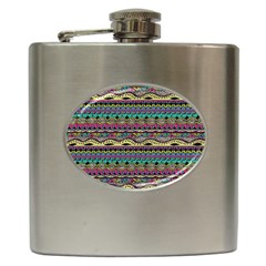 Aztec Pattern Cool Colors Hip Flask (6 Oz)