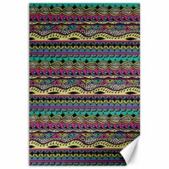 Aztec Pattern Cool Colors Canvas 12  X 18   by BangZart