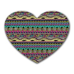 Aztec Pattern Cool Colors Heart Mousepads by BangZart