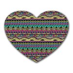 Aztec Pattern Cool Colors Heart Mousepads Front