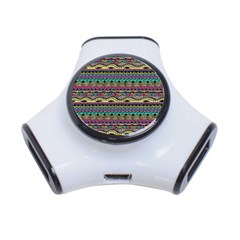 Aztec Pattern Cool Colors 3-port Usb Hub by BangZart