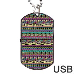 Aztec Pattern Cool Colors Dog Tag Usb Flash (two Sides) by BangZart