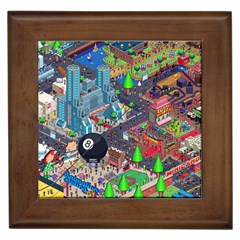 Pixel Art City Framed Tiles by BangZart