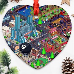 Pixel Art City Ornament (heart) by BangZart