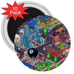 Pixel Art City 3  Magnets (10 Pack)  by BangZart