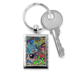 Pixel Art City Key Chains (rectangle)  by BangZart