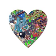 Pixel Art City Heart Magnet by BangZart