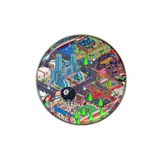 Pixel Art City Hat Clip Ball Marker by BangZart