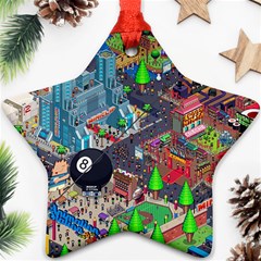 Pixel Art City Star Ornament (two Sides) by BangZart