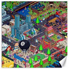 Pixel Art City Canvas 20  X 20   by BangZart