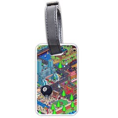 Pixel Art City Luggage Tags (one Side)  by BangZart