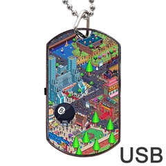 Pixel Art City Dog Tag Usb Flash (two Sides) by BangZart