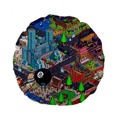 Pixel Art City Standard 15  Premium Round Cushions by BangZart