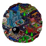 Pixel Art City Large 18  Premium Round Cushions Front