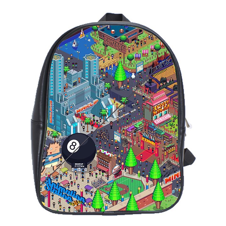 Pixel Art City School Bags (XL) 