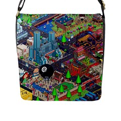 Pixel Art City Flap Messenger Bag (l)  by BangZart