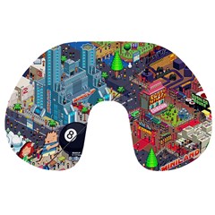 Pixel Art City Travel Neck Pillows by BangZart