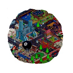 Pixel Art City Standard 15  Premium Flano Round Cushions by BangZart