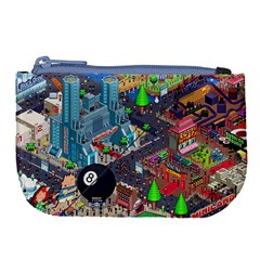 Pixel Art City Large Coin Purse by BangZart