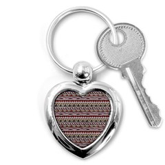 Aztec Pattern Patterns Key Chains (heart)  by BangZart