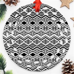 Aztec Design  Pattern Round Filigree Ornament (two Sides) by BangZart