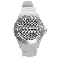 Aztec Design  Pattern Round Plastic Sport Watch (l) by BangZart