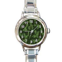 Camouflage Green Army Texture Round Italian Charm Watch by BangZart