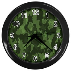 Camouflage Green Army Texture Wall Clocks (black) by BangZart