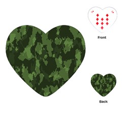 Camouflage Green Army Texture Playing Cards (heart)  by BangZart