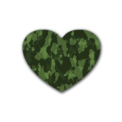 Camouflage Green Army Texture Rubber Coaster (heart)  by BangZart