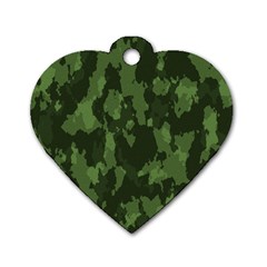 Camouflage Green Army Texture Dog Tag Heart (two Sides) by BangZart