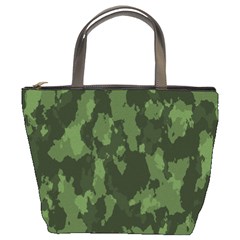 Camouflage Green Army Texture Bucket Bags by BangZart