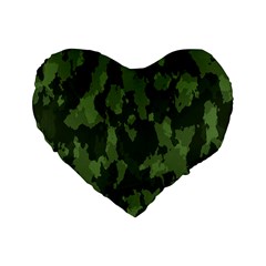 Camouflage Green Army Texture Standard 16  Premium Flano Heart Shape Cushions by BangZart