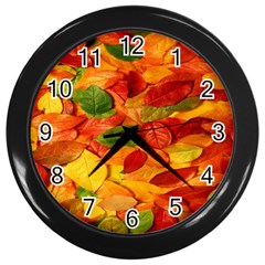 Leaves Texture Wall Clocks (black) by BangZart