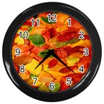 Leaves Texture Wall Clocks (Black) Front